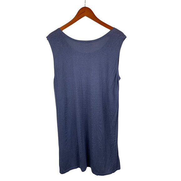 August Silk Womens Blue Sleeveless Top 1X Linen & Viscose Blend - Picture 2 of 4